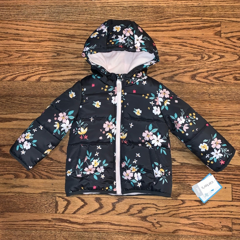 NWT Carter’s Floral Puffer Jacket (Girl 24 month) - Picture 3 of 6